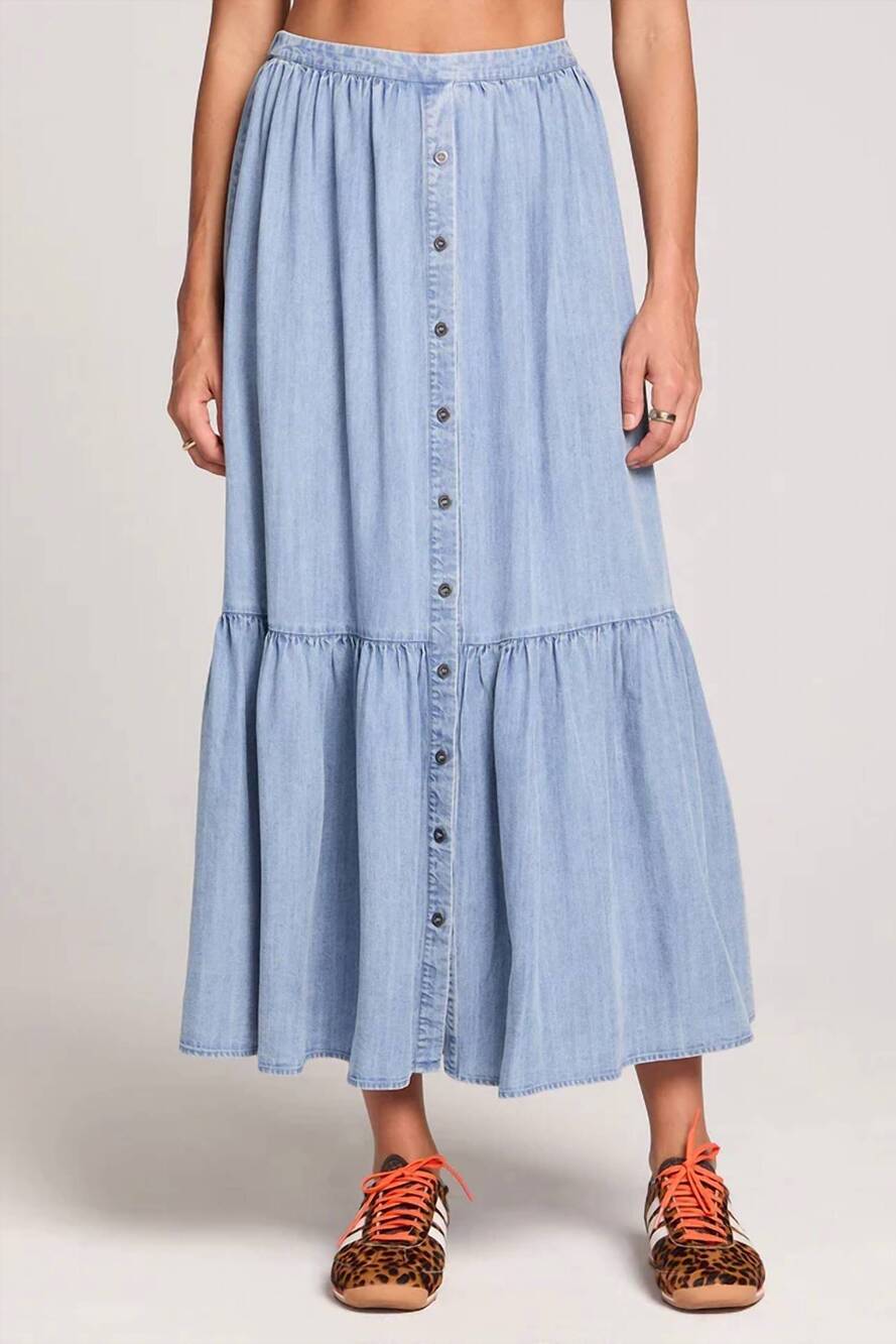 NEW SALTWATER LUXE osiris maxi skirt in vintage indigo